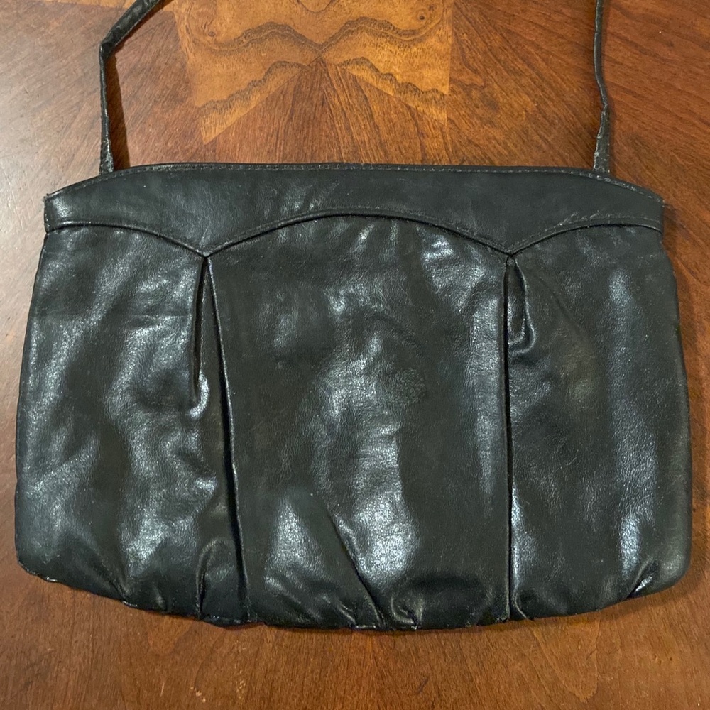 Vintage Black Faux Leather Purse